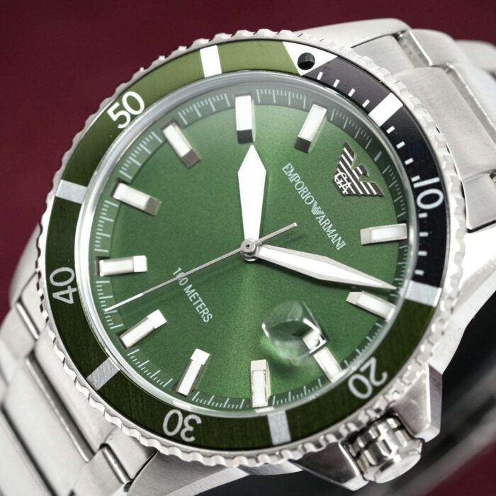 Emporio Armani Men's Green Dial Diver Stainless Steel Watch - AR11338 - Image 4